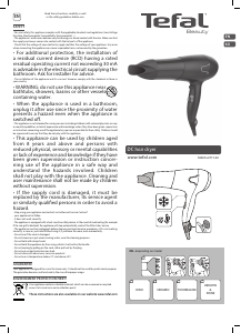 Handleiding Tefal HV5622K0 DC Haardroger