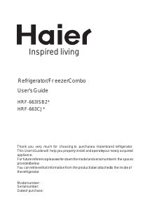 Mode d’emploi Haier HRF-663CJB Réfrigérateur combiné