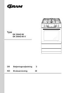 Brugsanvisning Gram GK 20642-90 Komfur