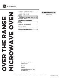 Manual GE JEB2167RMSS Microwave