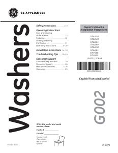 Bruksanvisning GE GTW575BMMWS Tvättmaskin