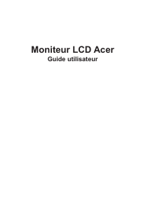 Mode d’emploi Acer XF252Q Moniteur LCD