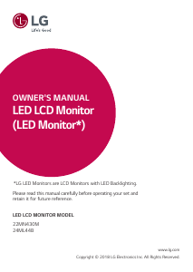 Bruksanvisning LG 22MN430M-B LED skärm