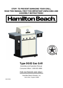 Manual Hamilton Beach 84244R GrillStation Barbecue