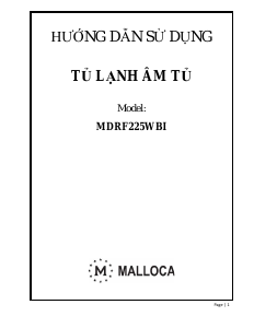 Hướng dẫn sử dụng Malloca MDRF225WBI Tủ đông lạnh