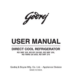 Manual Godrej RD EDGEPRO 205C 33 TDF Refrigerator