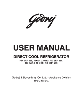 Manual Godrej RD EDGEPRO 205E 53 TAI Refrigerator