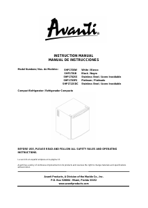 Manual de uso Avanti SHP1712SDC Refrigerador