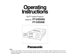 Manual Panasonic PT-D8500 Projector