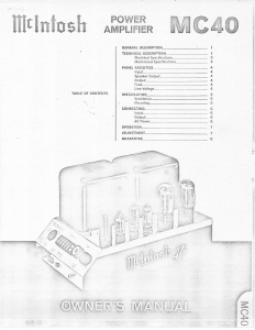 Manual McIntosh MC-40 Amplifier