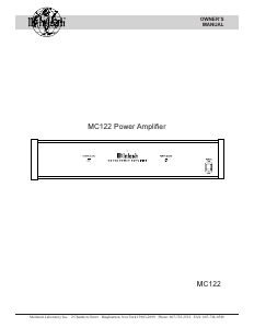 Handleiding McIntosh MC-122 Versterker