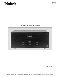 Bruksanvisning McIntosh MC-126 Förstärkare