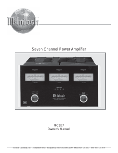 Bruksanvisning McIntosh MC-207 Förstärkare