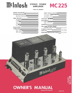 Manual McIntosh MC-225 Amplifier