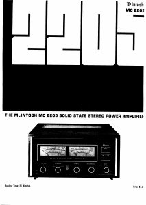 Bruksanvisning McIntosh MC-2205 Förstärkare
