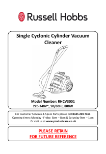 Manual Russell Hobbs RHCV3001 Vacuum Cleaner