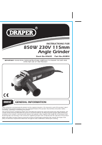 Bruksanvisning Draper AG850 Vinkelslip
