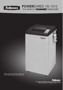 Handleiding Fellowes HS-1010 Powershred Papiervernietiger