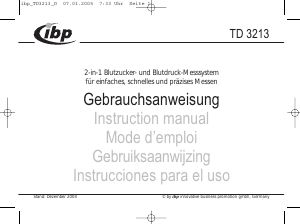 Mode d’emploi ibp TD 3213 Tensiomètre