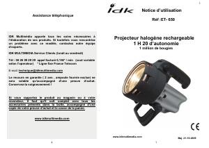Mode d’emploi IDK ET-650 Lampe de poche