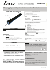 Mode d’emploi IDK LAS-1000 Lampe de poche