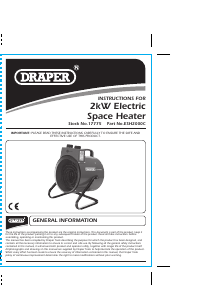Handleiding Draper ESH2000C Kachel