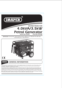 Handleiding Draper PG43W Generator