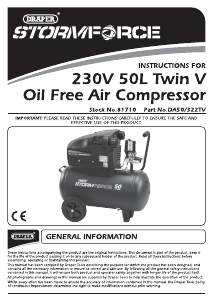 Manual Draper DA50/322TV Compressor