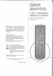 Manual Currys Essentials CRC2N110 Remote Control