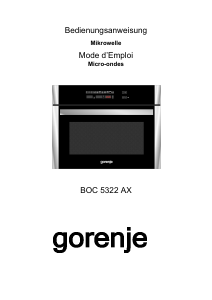 Mode d’emploi Gorenje BOC5322AX Micro-onde