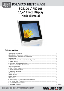 Mode d’emploi Jobo PDJ105 Cadre photo numérique