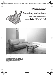 Manual Panasonic KX-FP701FX Fax Machine