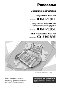 Manual Panasonic KX-FM189E Fax Machine