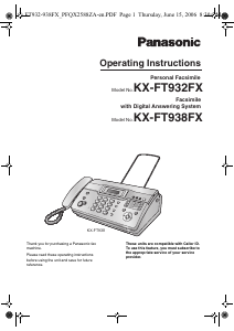 Handleiding Panasonic KX-FT932FX Faxapparaat