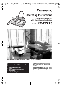 Manual Panasonic KX-FP215 Fax Machine