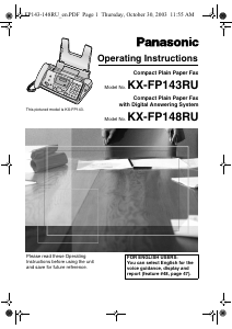 Manual Panasonic KX-FP143UA Fax Machine