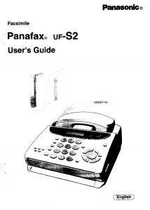 Manual Panasonic UF-S2 Panafax Fax Machine