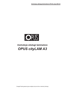 Instrukcja Opus cityLAM A3 Laminator