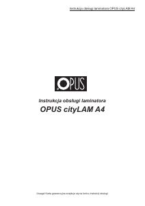 Manual Opus cityLAM A4 Laminator