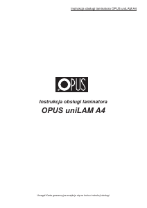 Manual Opus uniLAM A4 Laminator
