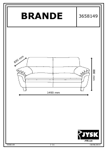 Εγχειρίδιο JYSK Brande (149x91x89) Καναπές