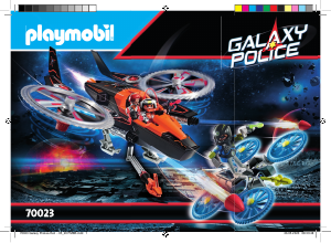 Manual Playmobil set 70023 Galaxy Police Piratas galácticos com helicóptero