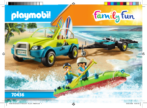 Manual Playmobil set 70436 Leisure Carro de praia com canoa