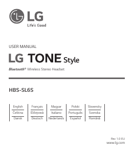 Návod LG HBS-SL6S Tone Style Slúchadlá s mikrofónom