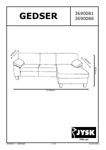 Vadovas JYSK Gedser (211x85x141) Sofa