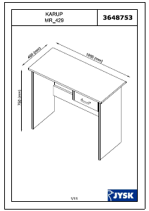 说明书 JYSKKarup (100x75x40)桌子