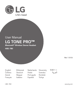 Kullanım kılavuzu LG HBS-780 Tone Pro Mikrofonlu kulaklık
