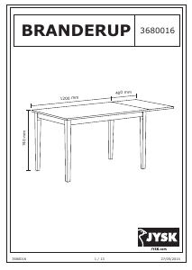 説明書 JYSK Branderup (75x120) ダイニングテーブル