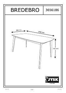 Посібник JYSK Bredebro (90x150x75) Обідній стіл