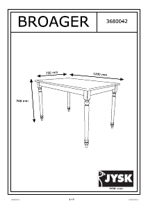 Mode d’emploi JYSK Broager (75x120x75) Table de salle à manger